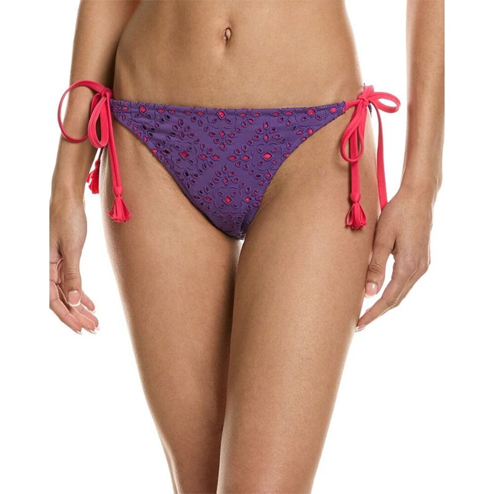 Johnny Was Womens  Eyelet String Bikini Bottom, Purple